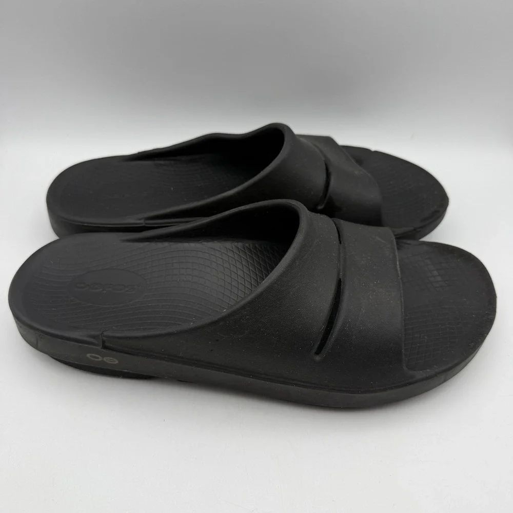 Oofos Ooahh Recovery Slides Mens 10 Womens 12 Black Athletic Sandals Comfort‎
